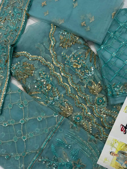 4PC FEROZI BRANDED FANCY SUIT FULLY EMBROIDERED WORK