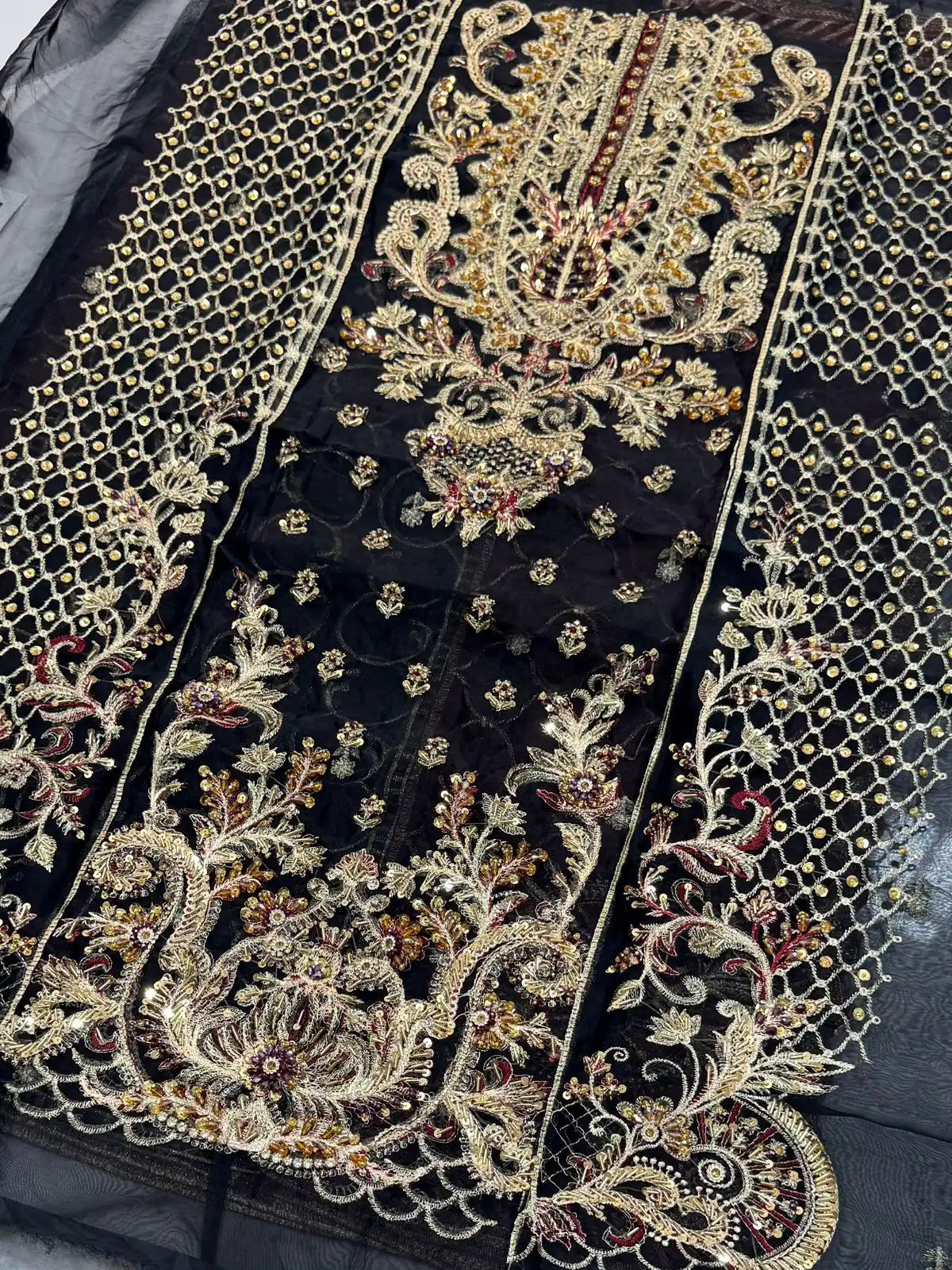 4PC BLACK FANCY HEAVY EMBROIDERY WORK