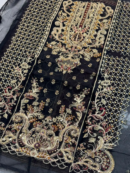 4PC BLACK FANCY HEAVY EMBROIDERY WORK