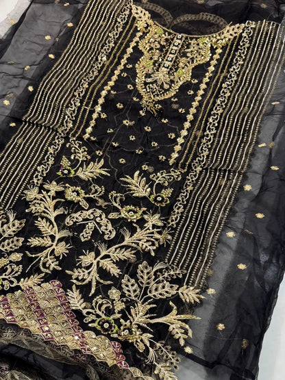 4PC BLACK FANCY HEAVY EMBROIDERY WORK