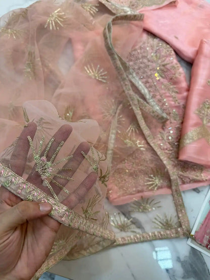 4PC SHEESHA SILK FANCY HEAVY EMBROIDERY WORK