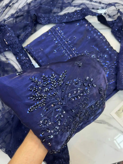 4PC SHEESHA SILK FANCY HEAVY EMBROIDERY WORK