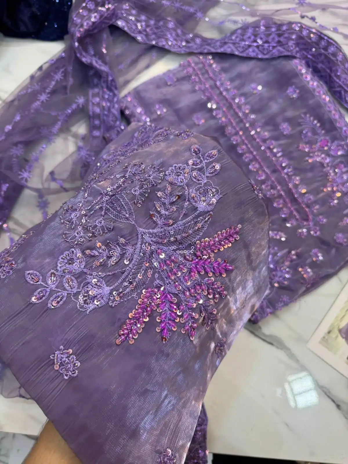 4PC SHEESHA SILK FANCY HEAVY EMBROIDERY WORK