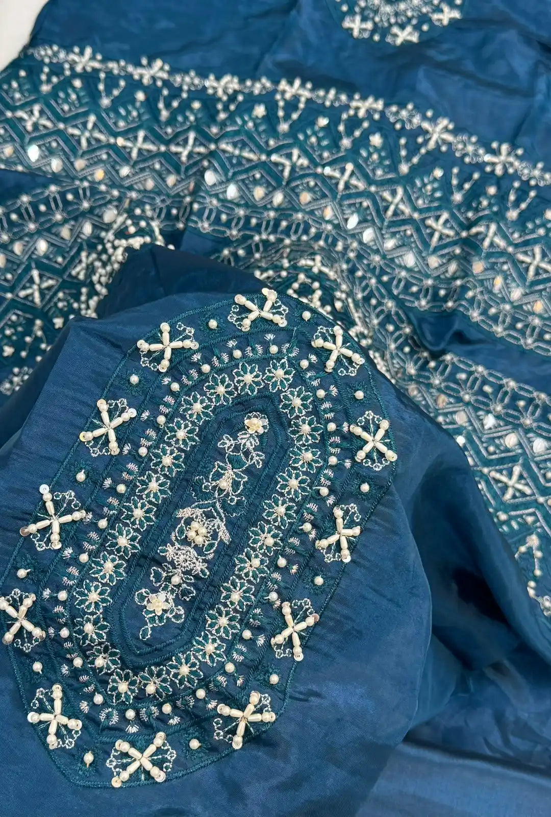 4PC ZINC RAW SILK FANCY SUIT FULLY EMBROIDERED WORK