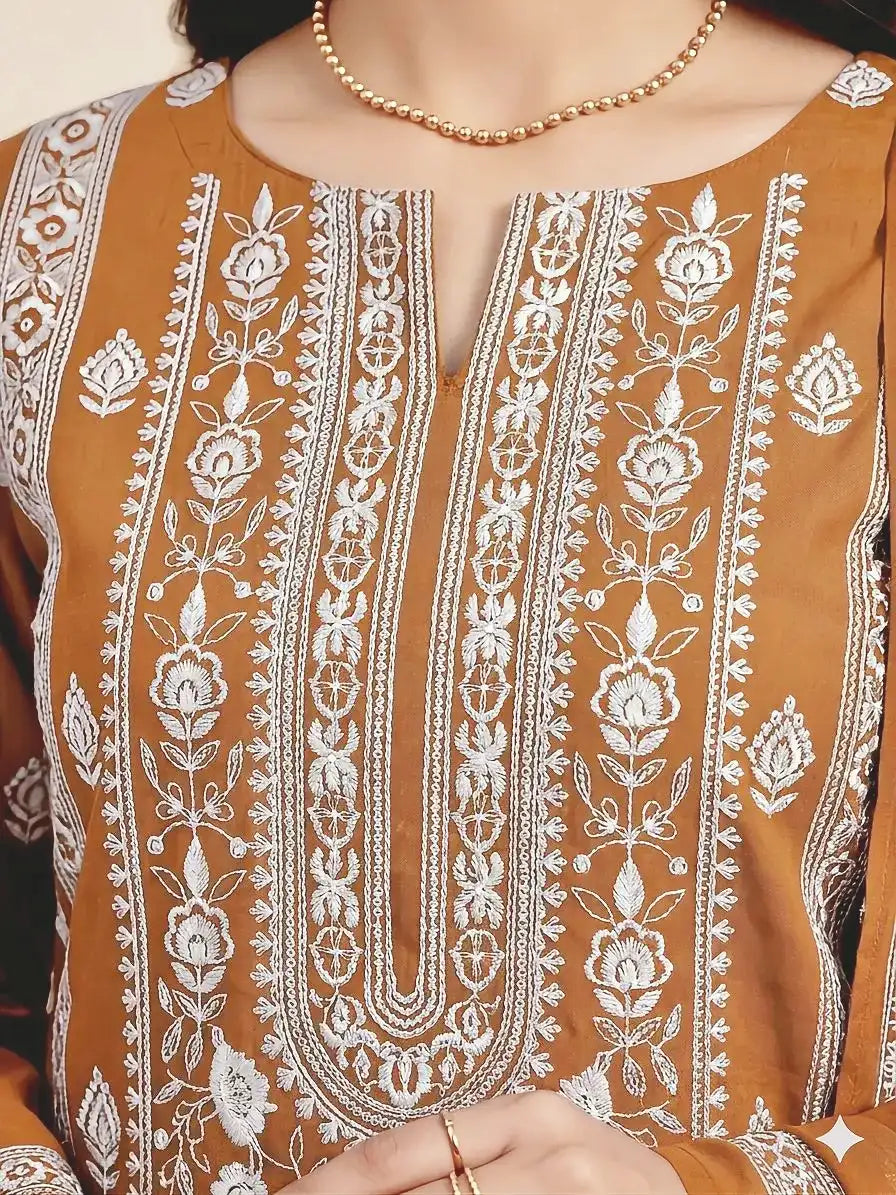 3PC PURE. LAWN .HEAVY EMBROIDERED