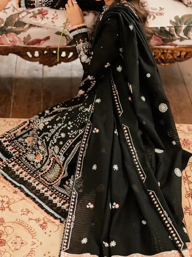 3PC PURE DHANAK HEAVY EMBROIDERED