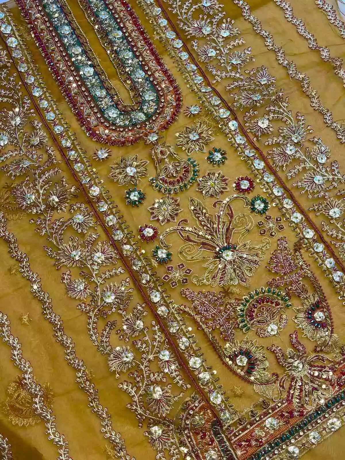 4PC MEHNDI BRANDED FANCY SUIT FULLY EMBROIDERED WORK